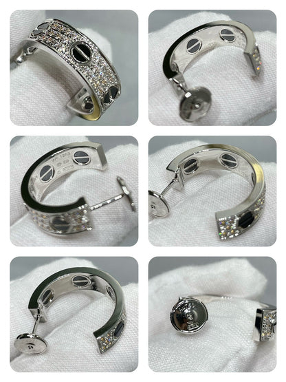 [Love Lucky]LOVE CERAMIC DIAMOND PAVED SILVER EARRINGS