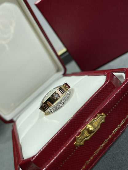 [Love Lucky]LOVE PINK GOLD SILVER DIAMOND DOUBLE RING