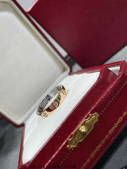 [Love Lucky]LOVE PINK GOLD SILVER DIAMOND DOUBLE RING