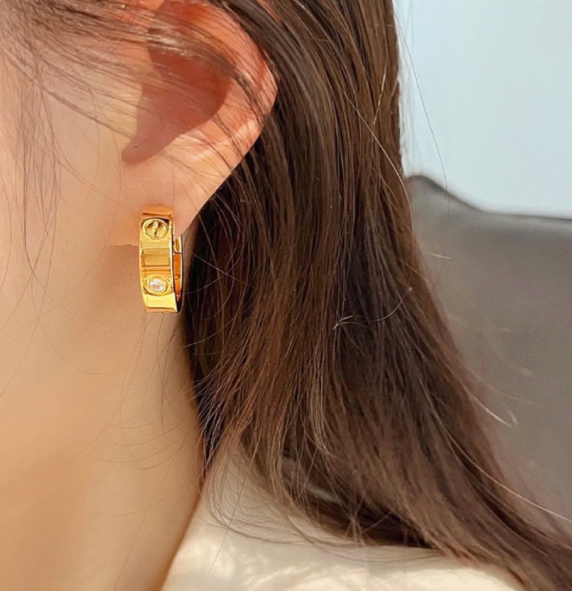 [Love Lucky]LOVE 5.5MM 1 DIAMOND EARRINGS