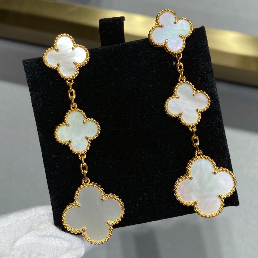[Love Lucky]CLOVER MOP 3 MOTIFS GOLD EARRINGS