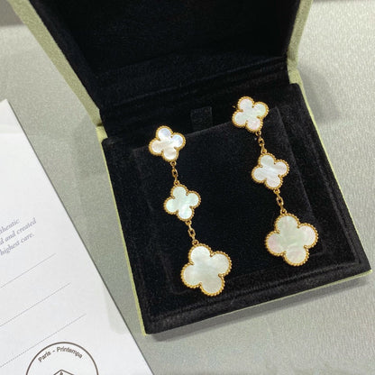 [Love Lucky]CLOVER MOP 3 MOTIFS GOLD EARRINGS