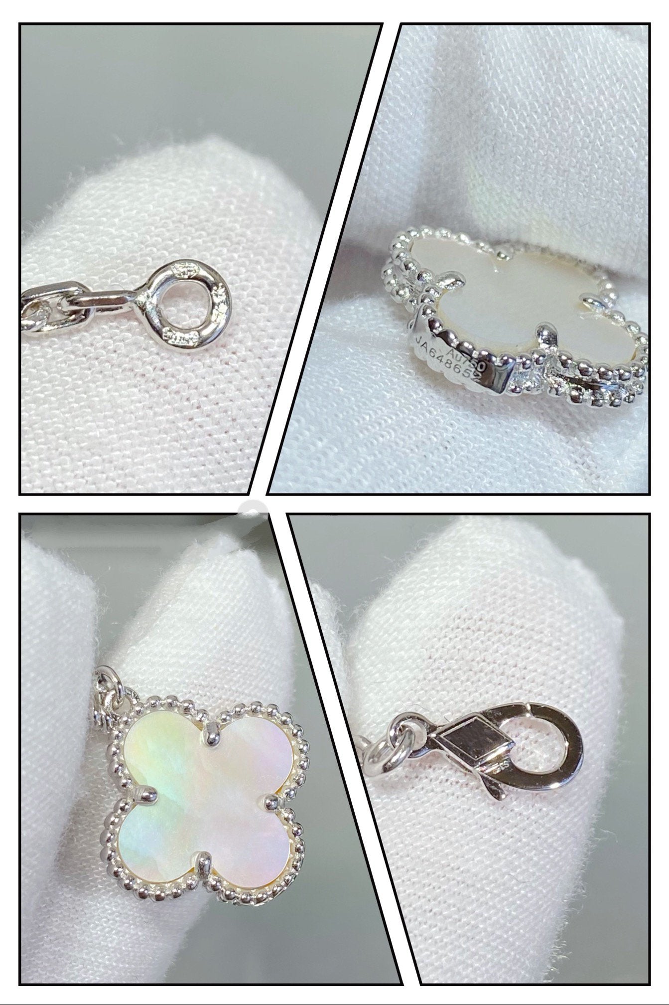 [Love Lucky]CLOVER 5 MOTIF WHITE MOP SILVER BRACELET