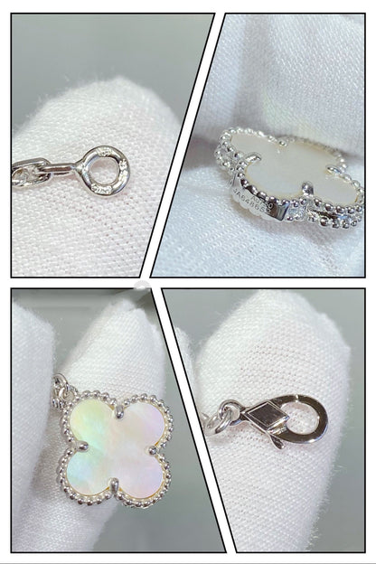 [Love Lucky]CLOVER 5 MOTIF WHITE MOP SILVER BRACELET
