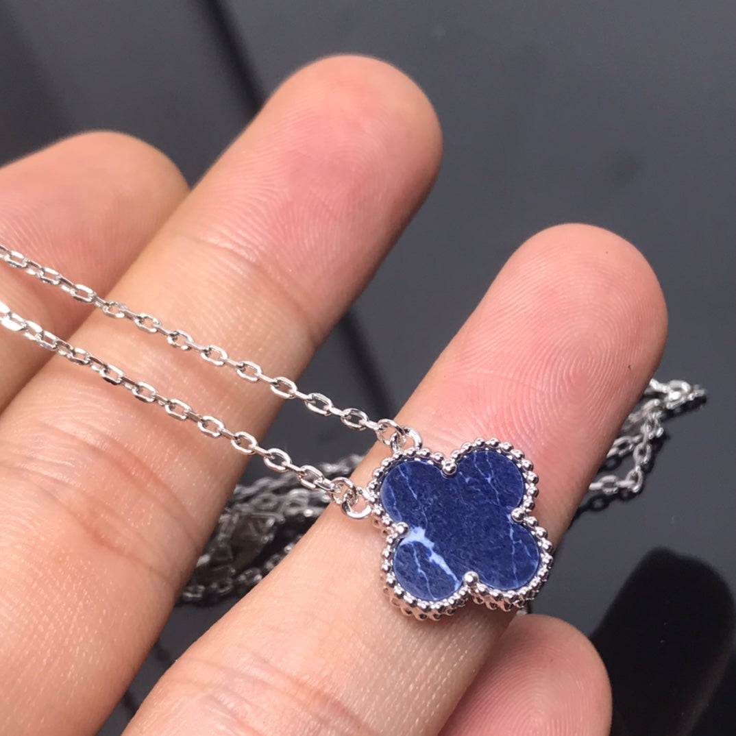 [Love Lucky]CLOVER PIETERSITE SILVER LONG NECKLACE