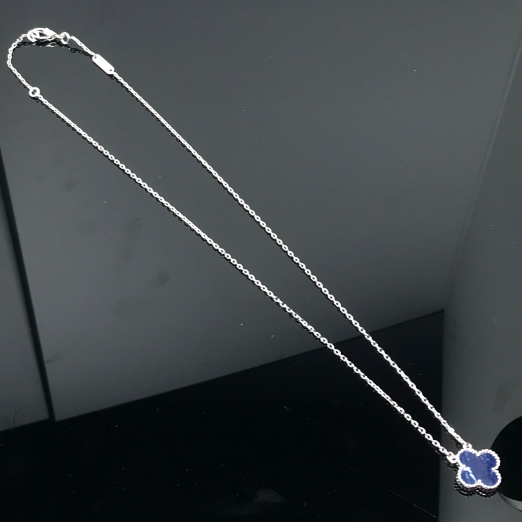 [Love Lucky]CLOVER PIETERSITE SILVER LONG NECKLACE