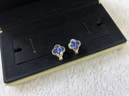 [Love Lucky]CLOVER PIETERSITE MEDIUM STUD EARRINGS