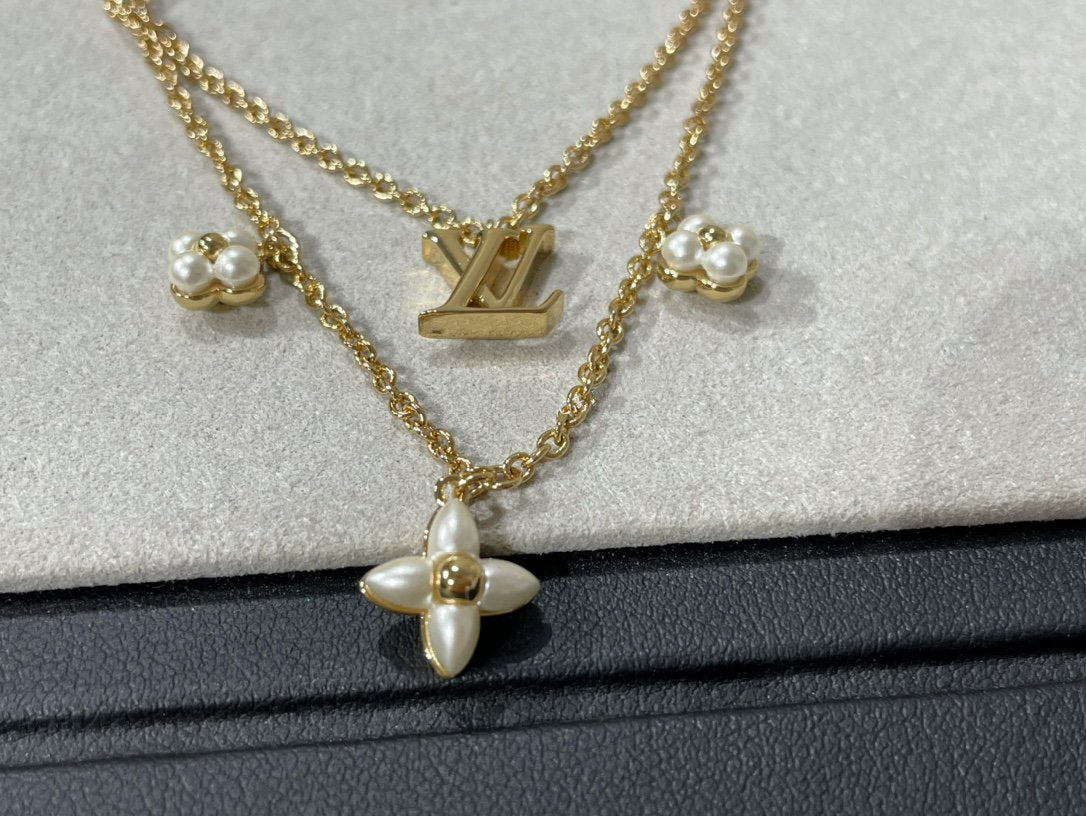 [Love Lucky]FLOWERGRAM GOLD MOP DOUBLE ROW NECKLACE