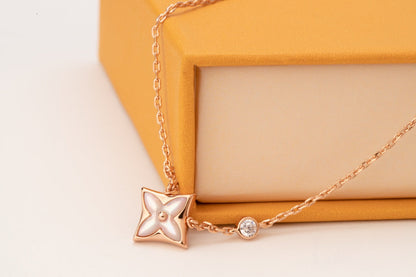 [Love Lucky]STAR PINK MOP 1 DIAMOND PINK GOLD NECKLACE