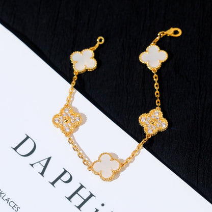 [Love Lucky]CLOVER BRACELET 5 MOTIF WHITE MOP DIAMOND