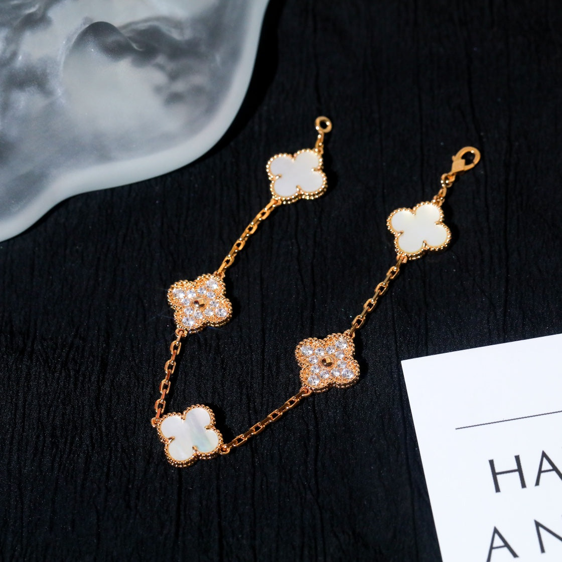 [Love Lucky]CLOVER BRACELET 5 MOTIF WHITE MOP DIAMOND