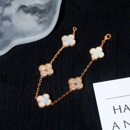 [Love Lucky]CLOVER BRACELET 5 MOTIF WHITE MOP DIAMOND