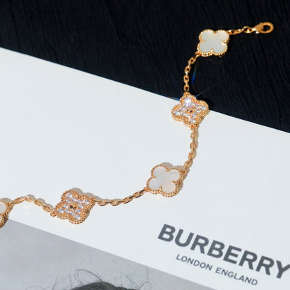 [Love Lucky]CLOVER BRACELET 5 MOTIF WHITE MOP DIAMOND