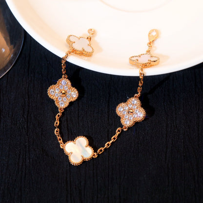 [Love Lucky]CLOVER BRACELET 5 MOTIF WHITE MOP DIAMOND