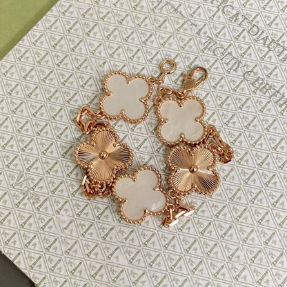 [Love Lucky]CLOVER BRACELET 5 MOTIF WHITE MOP PINK GOLD