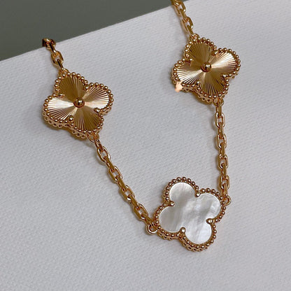 [Love Lucky]CLOVER BRACELET 5 MOTIF WHITE MOP PINK GOLD