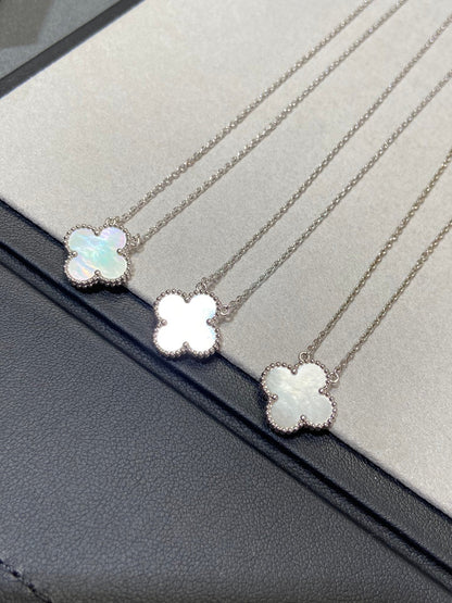 [Love Lucky]CLOVER MEDIUM SILVER WHITE MOP NECKLACE
