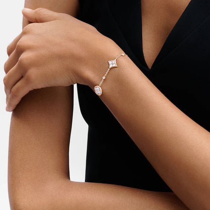 [Love Lucky]STAR AND SUN 4 MOTIF WHITE MOP PINK GOLD BRACELET