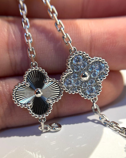 [Love Lucky]CLOVER 5 MOTIF SILVER DIAMOND BRACELET