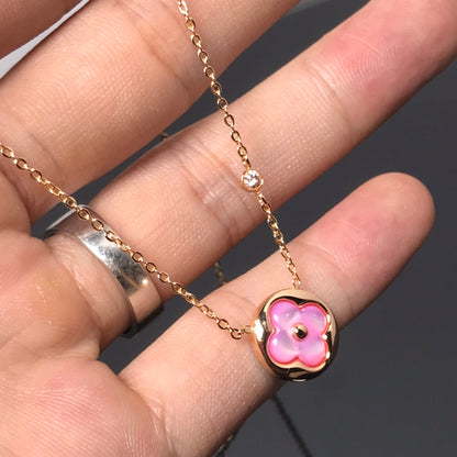 [Love Lucky]COLOR BLOSSOM PINK MOP SUN GOLD NECKLACE