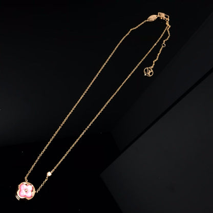 [Love Lucky]COLOR BLOSSOM PINK MOP SUN GOLD NECKLACE
