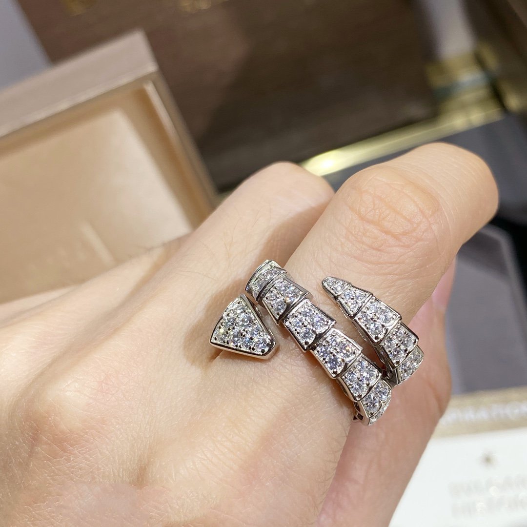 [Love Lucky]SERPENTI DOUBLE RING SILVER DIAMOND PAVED