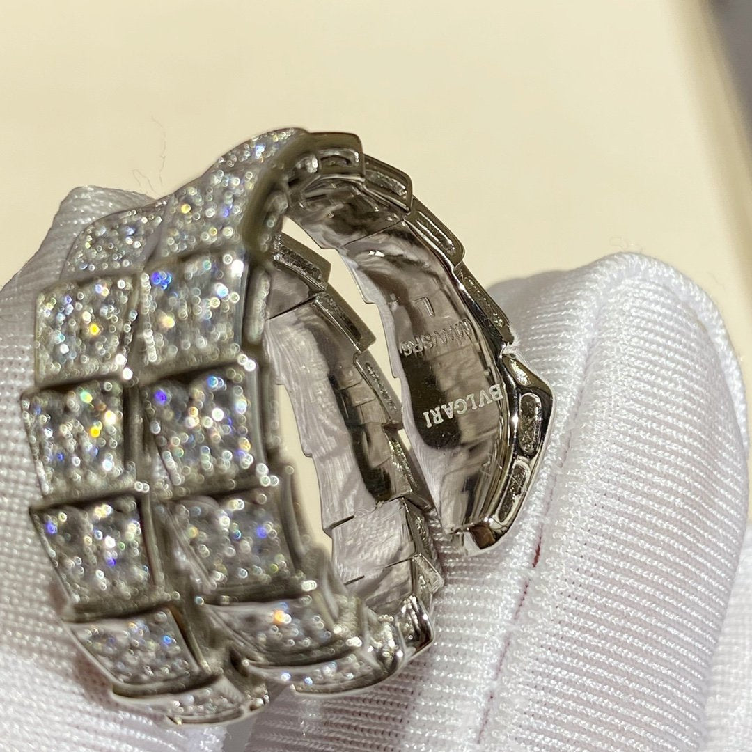 [Love Lucky]SERPENTI DOUBLE RING SILVER DIAMOND PAVED