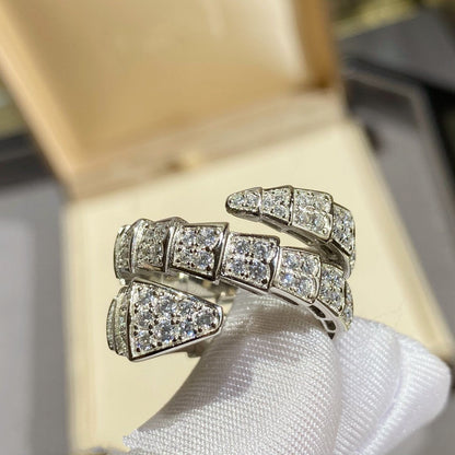 [Love Lucky]SERPENTI DOUBLE RING SILVER DIAMOND PAVED