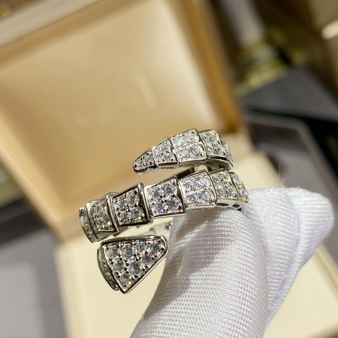 [Love Lucky]SERPENTI DOUBLE RING SILVER DIAMOND PAVED