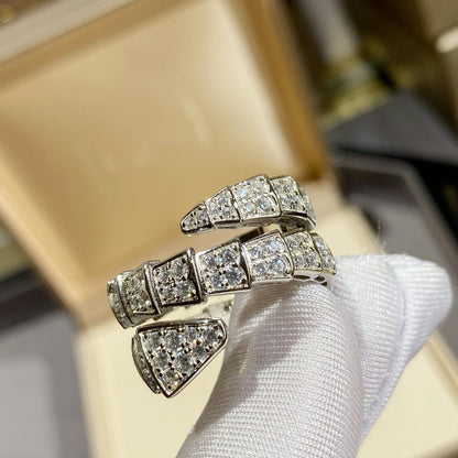 [Love Lucky]SERPENTI DOUBLE RING SILVER DIAMOND PAVED