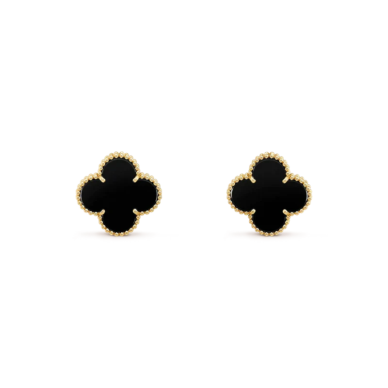 [Love Lucky]CLOVER MEDIUM 1 MOTIFS  ONYX STUD EARRINGS