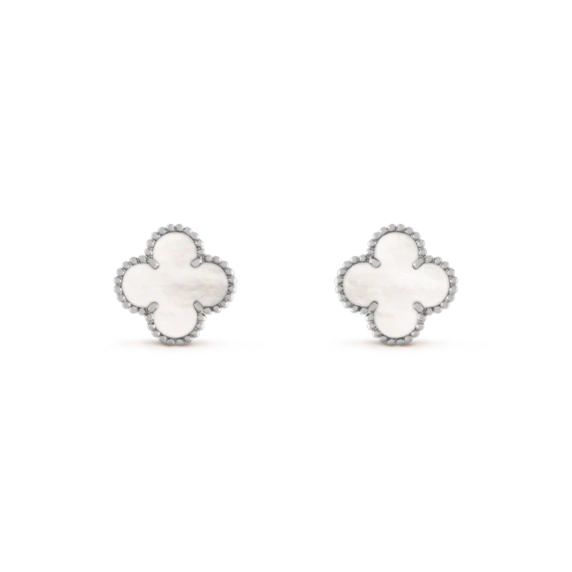 [Love Lucky]CLOVER MEDIUM 1 MOTIFS  WHITE MOP EARRINGS SILVER