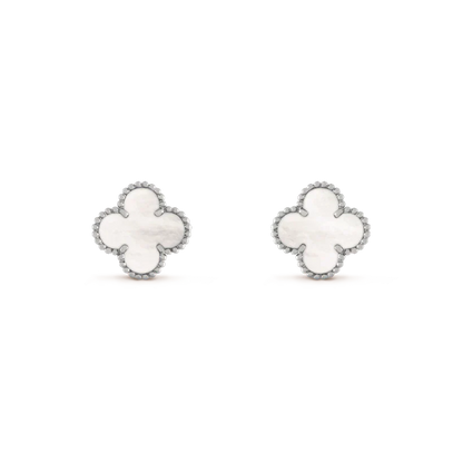 [Love Lucky]CLOVER MEDIUM 1 MOTIFS  WHITE MOP EARRINGS SILVER