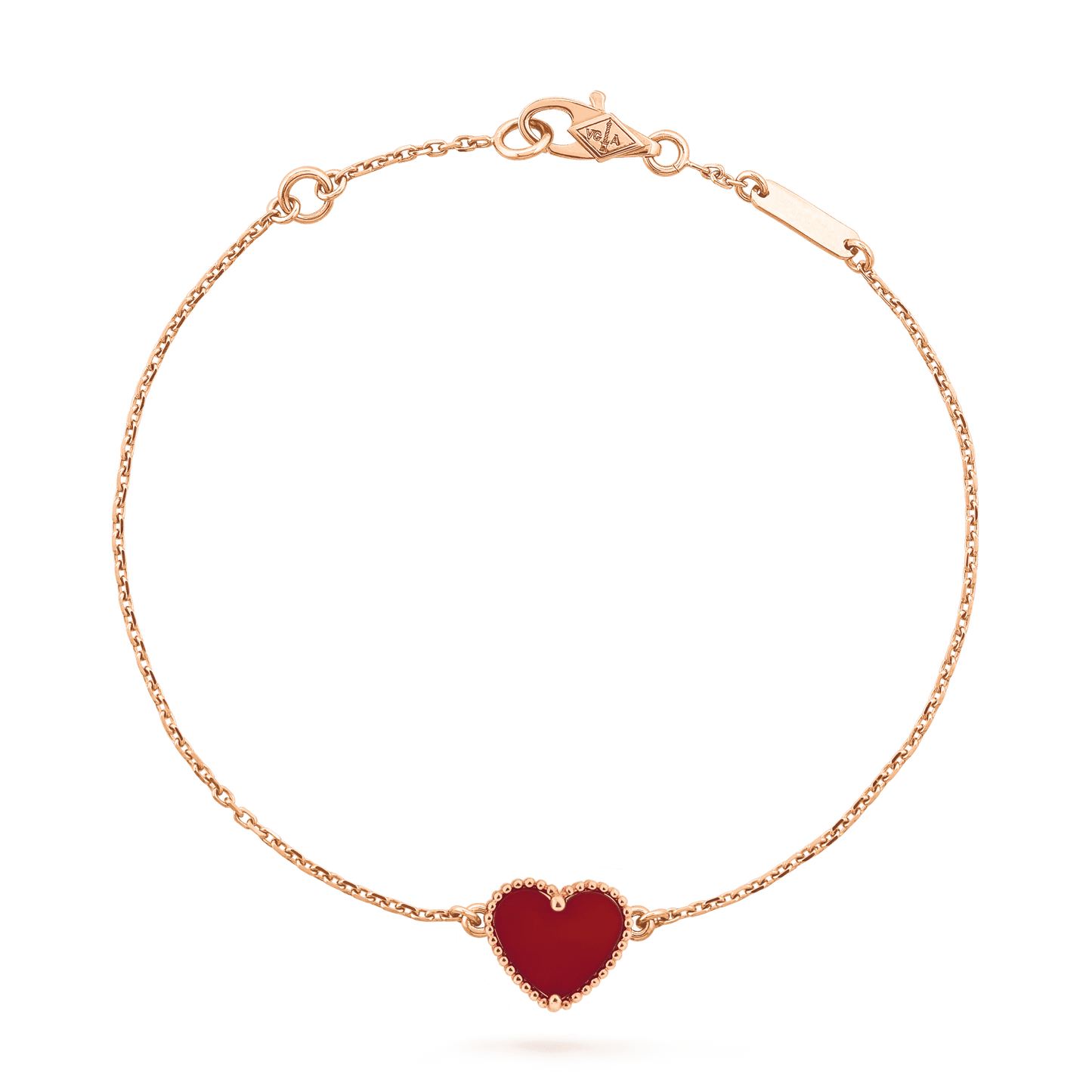[Love Lucky]HEART CARNELIAN PINK GOLD BRACELET