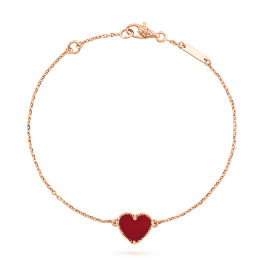 [Love Lucky]HEART CARNELIAN PINK GOLD BRACELET