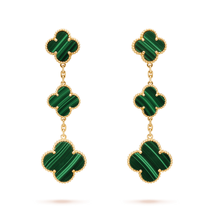 [Love Lucky]CLOVER MALACHITE 3 MOTIFS GOLD