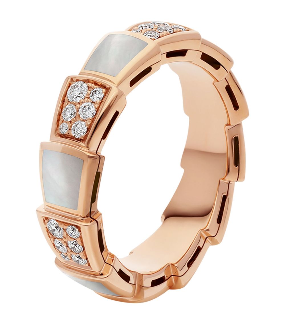 [Love Lucky]SERPENTI RING PINK GOLD MOP DIAMOND PAVED 4MM