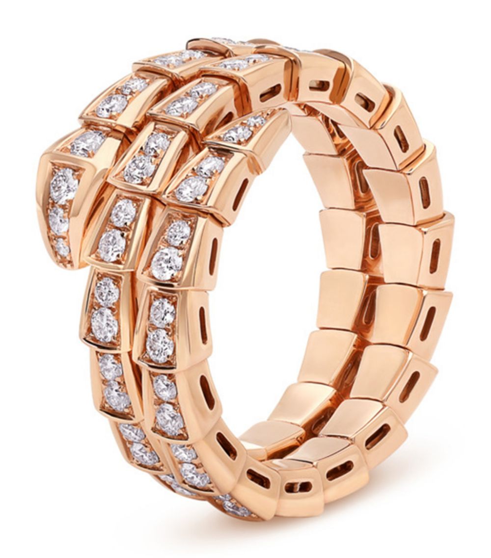 [Love Lucky]SERPENTI RING PINK GOLD DIAMOND DOUBLE ROW
