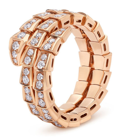 [Love Lucky]SERPENTI RING PINK GOLD DIAMOND DOUBLE ROW