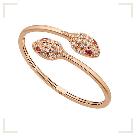 [Love Lucky]SERPENTI BRACELET PINK GOLD DIAMOND DOUBLE SNAKE