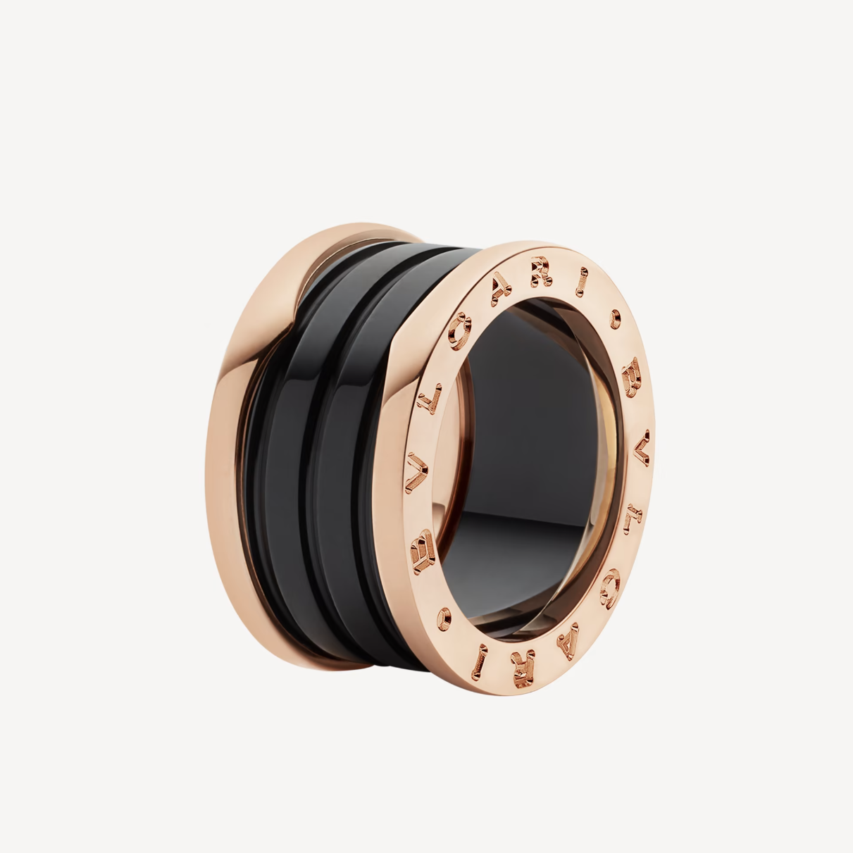 [Love Lucky]ZERO 1 FOUR-BAND LOOPS AND BLACK CERAMIC SPIRAL PINK GOLD RING