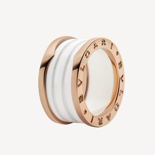 [Love Lucky]ZERO 1 FOUR-BAND LOOPS AND WHITE CERAMIC SPIRAL PINK GOLD RING