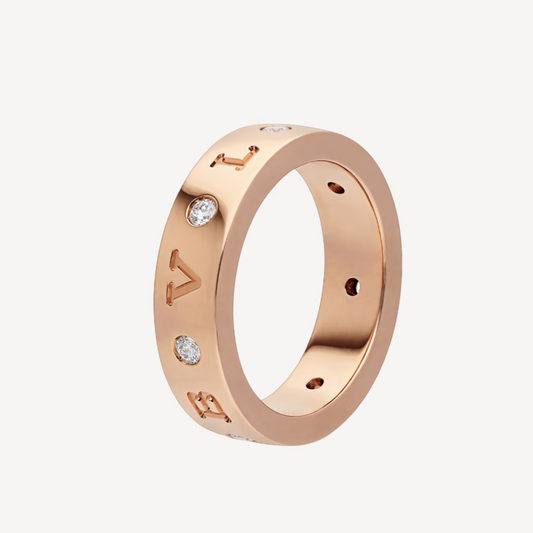 [Love Lucky]ZERO 1 ESSENTIAL PINK GOLD BAND WITH DIAMONDS RING