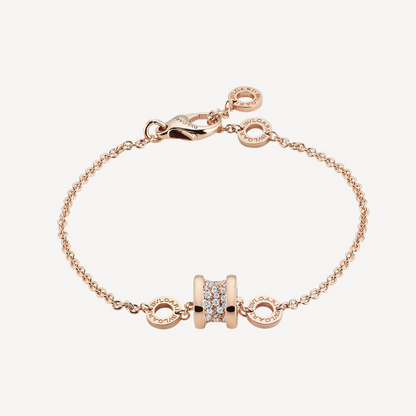 [Love Lucky]ZERO 1 SOFT PINK GOLD WITH PAVED DIAMONDS ON THE SPIRAL BRACELET