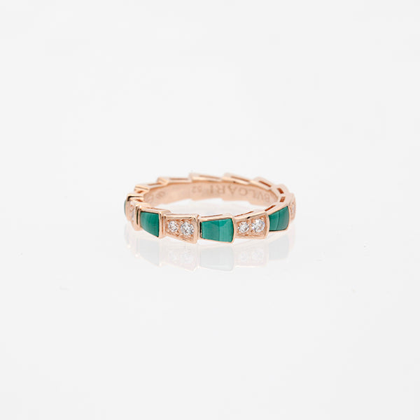 [Love Lucky]SERPENTI RING PINK GOLD MALACHITE DIAMOND 3MM