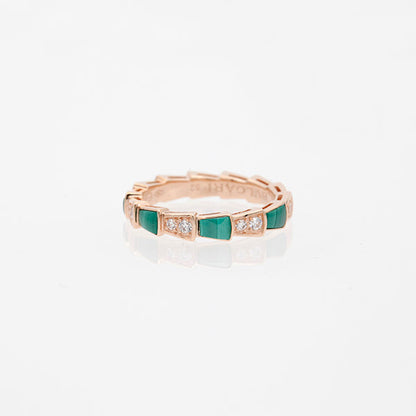 [Love Lucky]SERPENTI RING PINK GOLD MALACHITE DIAMOND 3MM