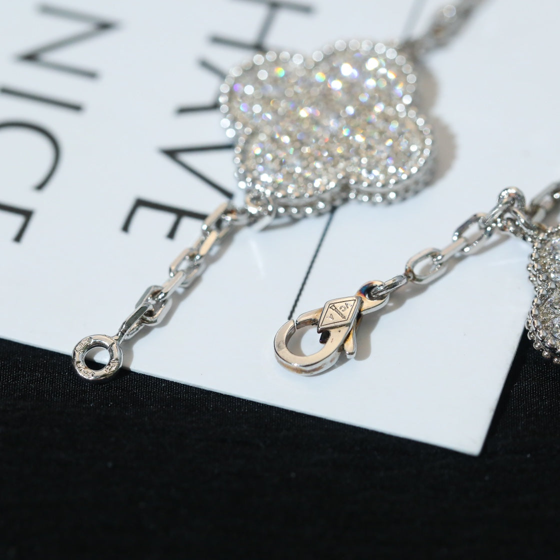[Love Lucky]CLOVER BRACELET 5 MOTIF SILVER DIAMOND PAVED