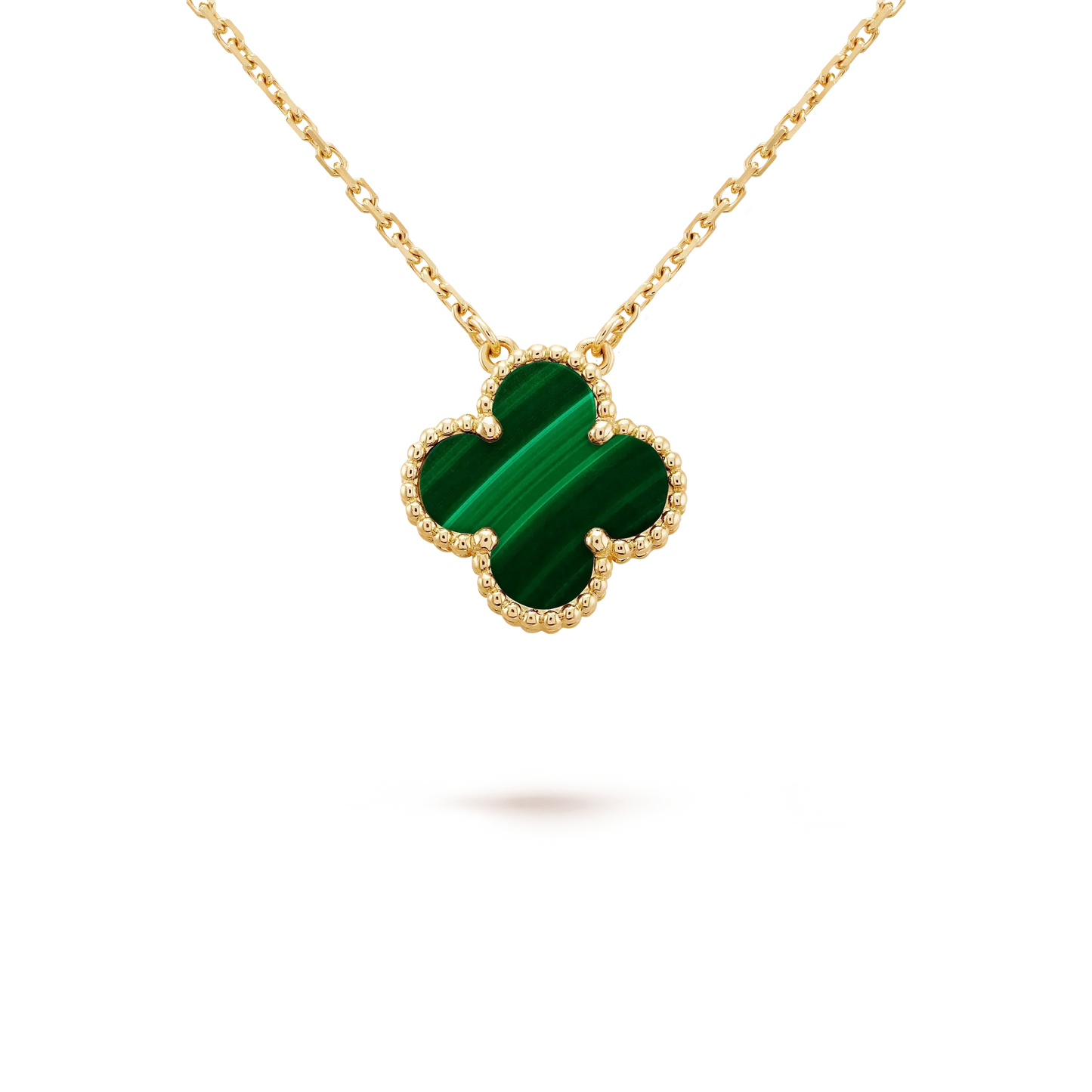 [Love Lucky]CLOVER 15MM MALACHITE SINGLE FLOWER  NECKLACE