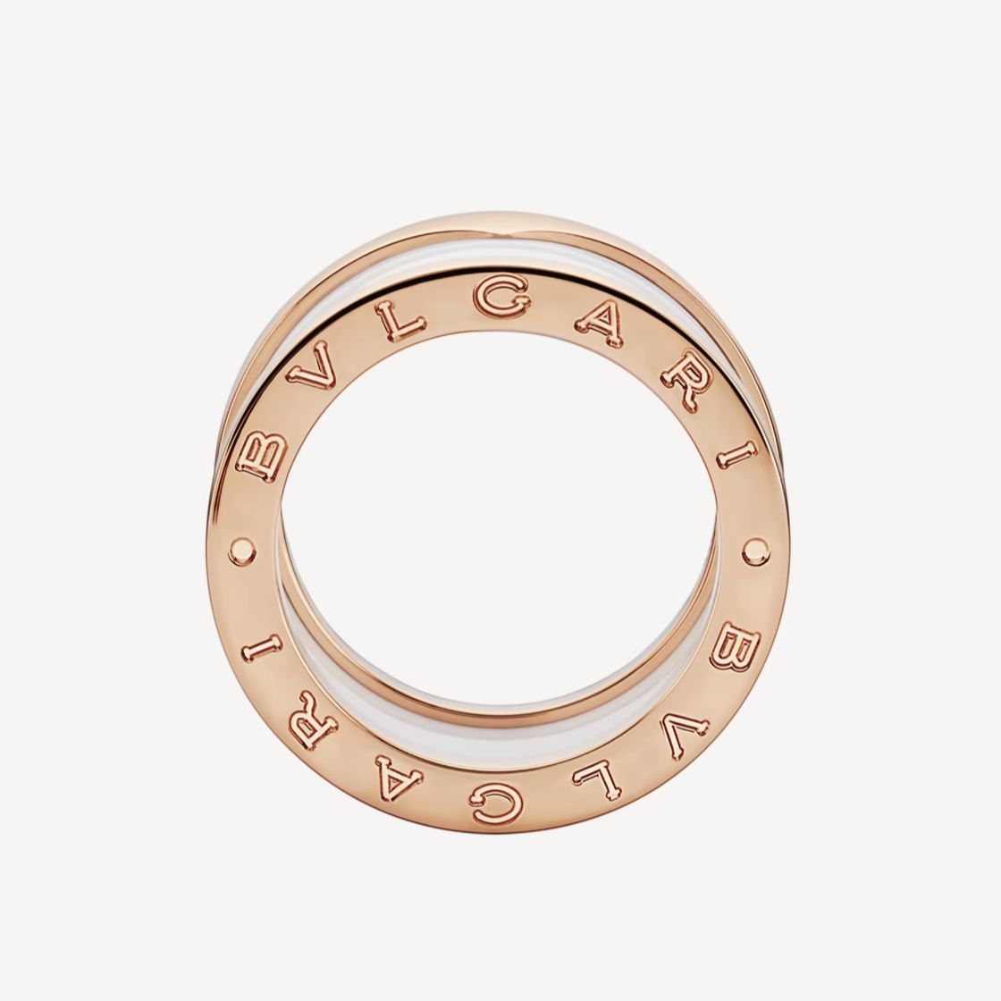 [Love Lucky]ZERO 1 FOUR-BAND LOOPS AND WHITE CERAMIC SPIRAL PINK GOLD RING