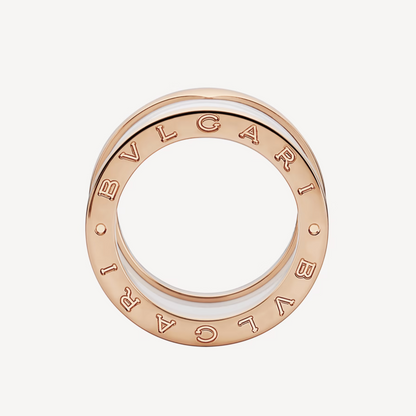 [Love Lucky]ZERO 1 FOUR-BAND LOOPS AND WHITE CERAMIC SPIRAL PINK GOLD RING